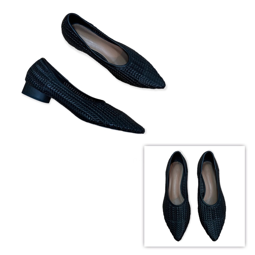 Reserved Black Vegan Leather Woven Flats